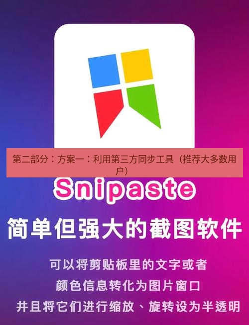 snipaste 第二部分：方案一：利用第三方同步工具（推荐大多数用户）